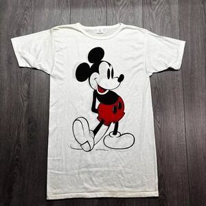 Vintage Mickey Mouse Disney 1980s T Shirt One Size White Single Stitch Cartoon